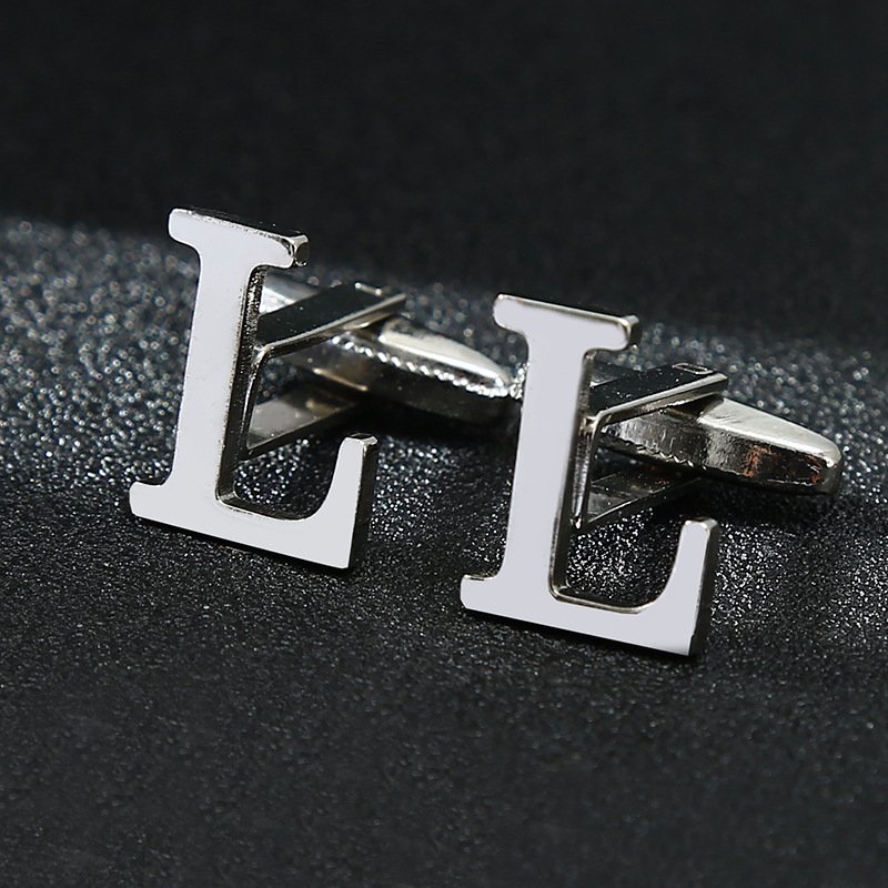 English alphabet cufflinks cuff nails men's French buttons - Image 11