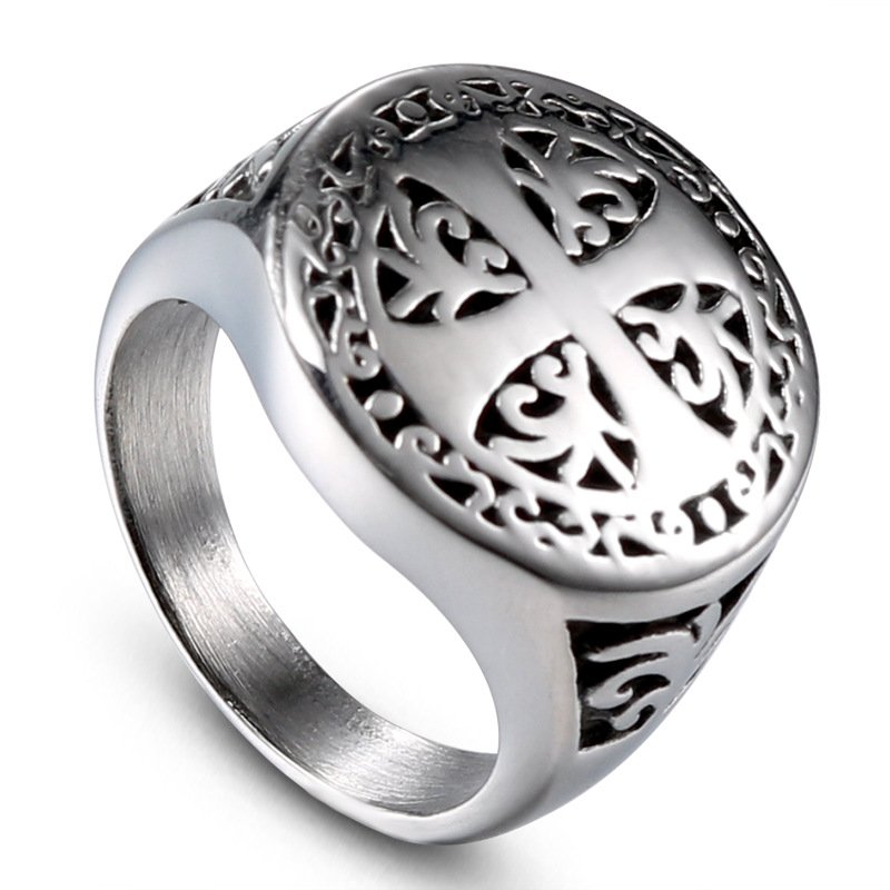 Vintage Punk Men's Creative Stainless Steel Cross Ring - Image 4