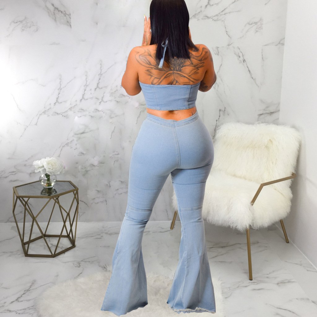 Frosted washed denim suit - Image 10