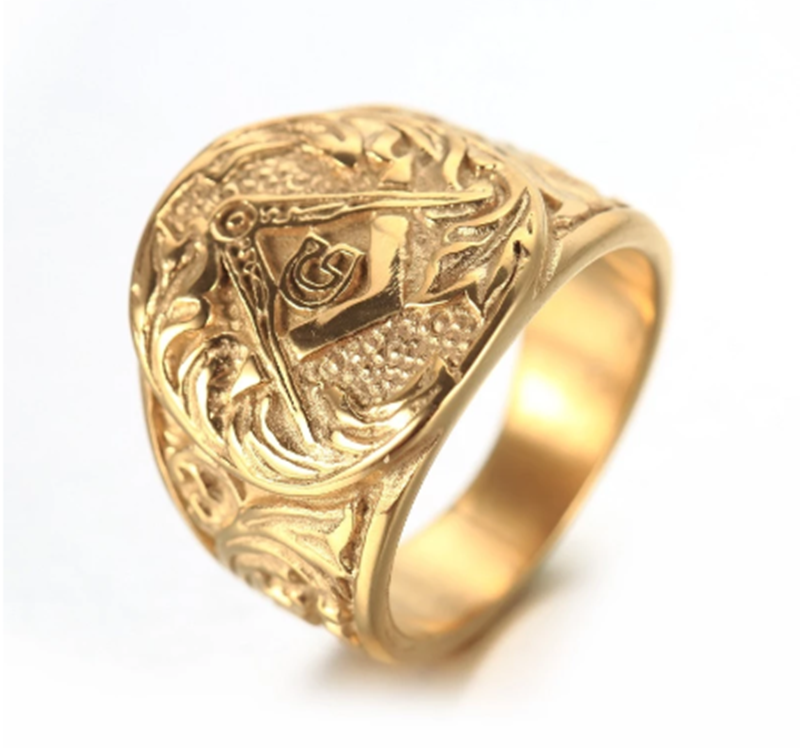 Men's Ring Vintage Masonic Titanium Steel Ring - Image 4