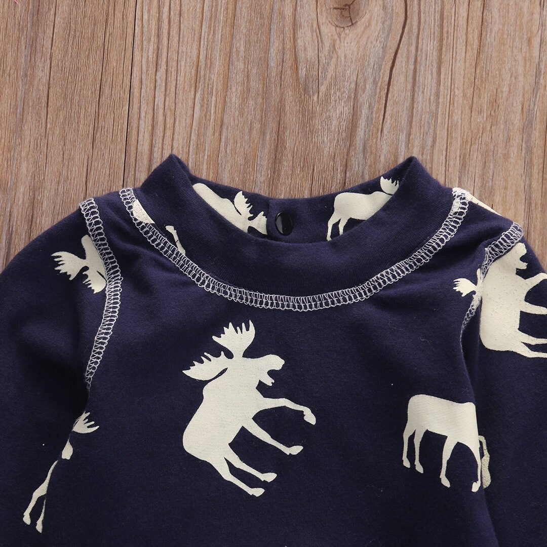 Infant Children's Clothing Cotton Long-sleeved Fawn Print Jumpsuit - Image 3