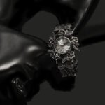 Embossed flower quartz watch