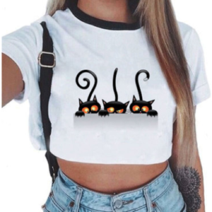 Explosion models sweet umbilical umbilical trumpet printed shirt short short-sleeved T-shirt