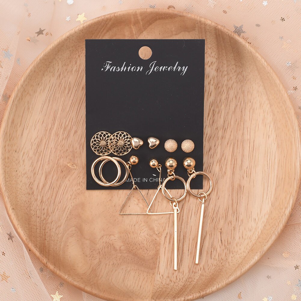 Love Frosted Geometric Tassel Earring Set - Image 3