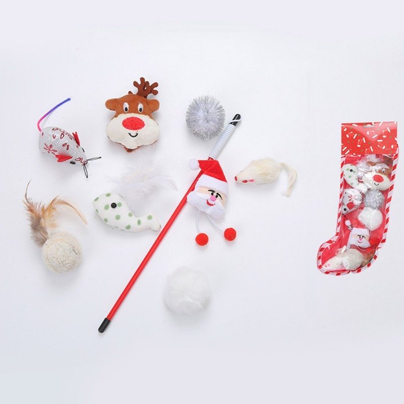 Christmas stocking bells plush mouse funny cat stick pet cat toy - Image 2