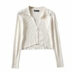 Irregular Lapel Single-breasted Knitted Cardigan