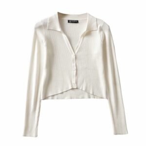 Irregular Lapel Single-breasted Knitted Cardigan
