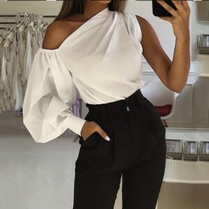 Solid color slim shirt