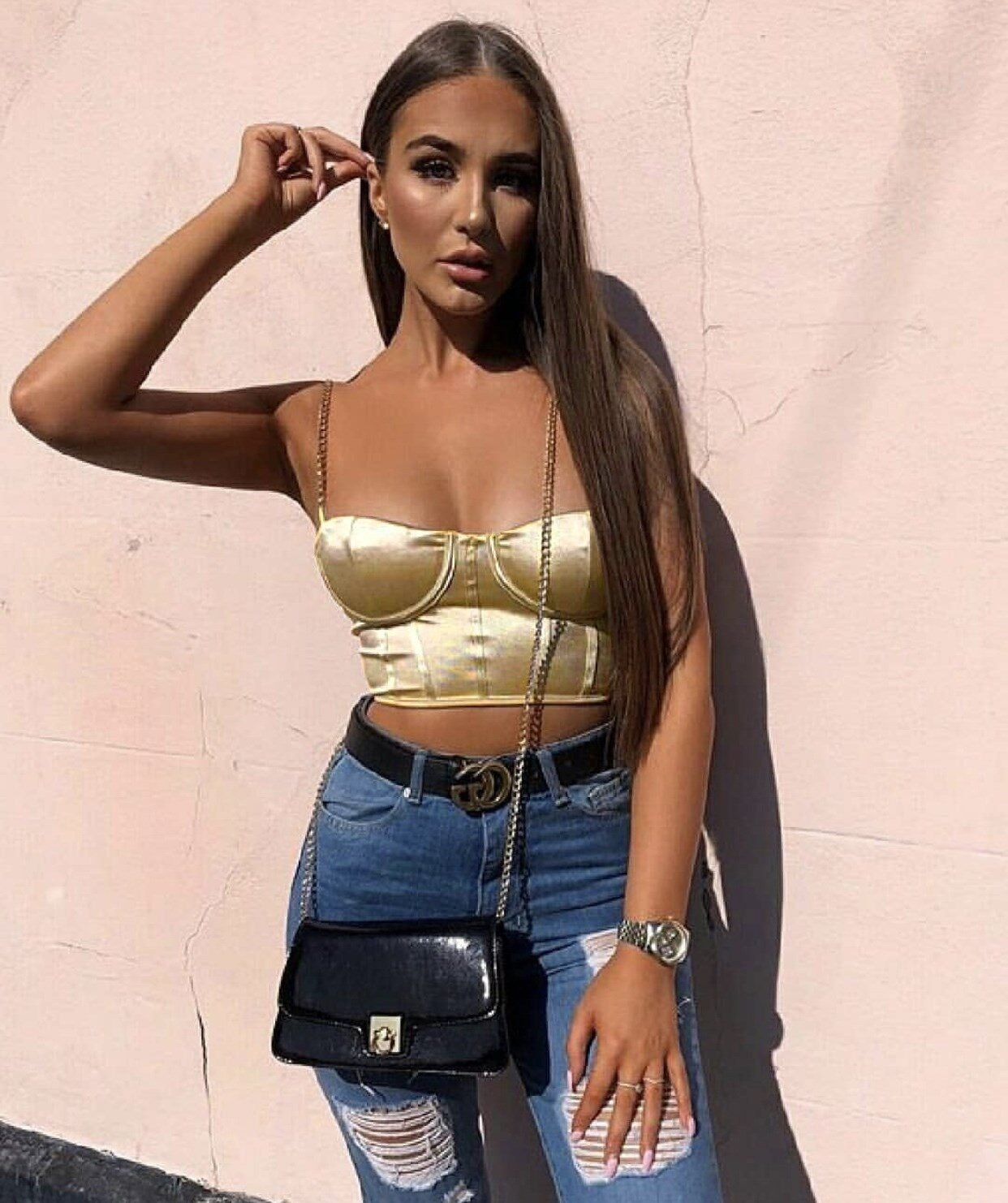 Metal chain satin camisole - Image 3