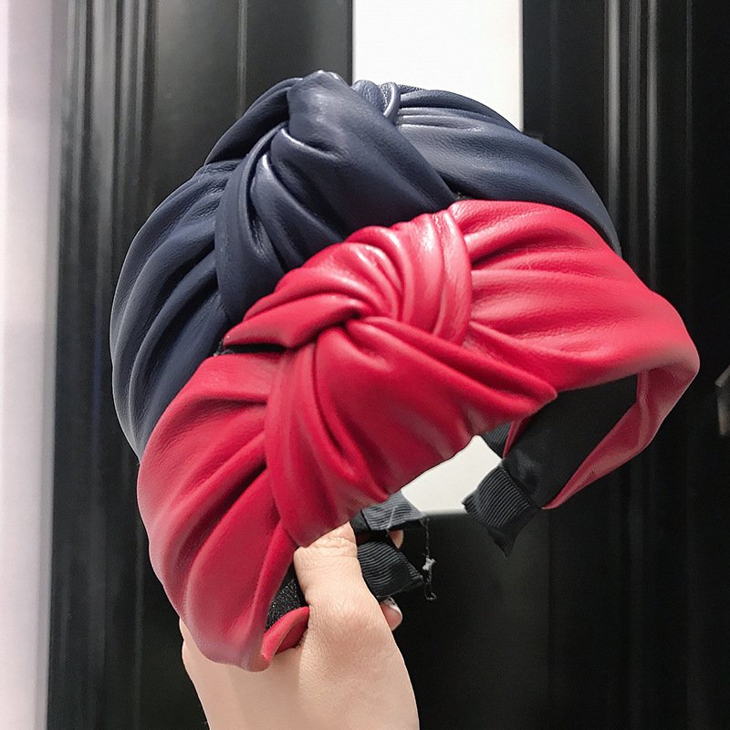 PU imitation leather knotted headband - Image 2