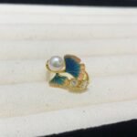Fashion Freshwater Pearl Ring Colorful Painting Oil Flowers