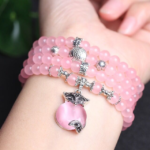 Natural pink chalcedony bracelet