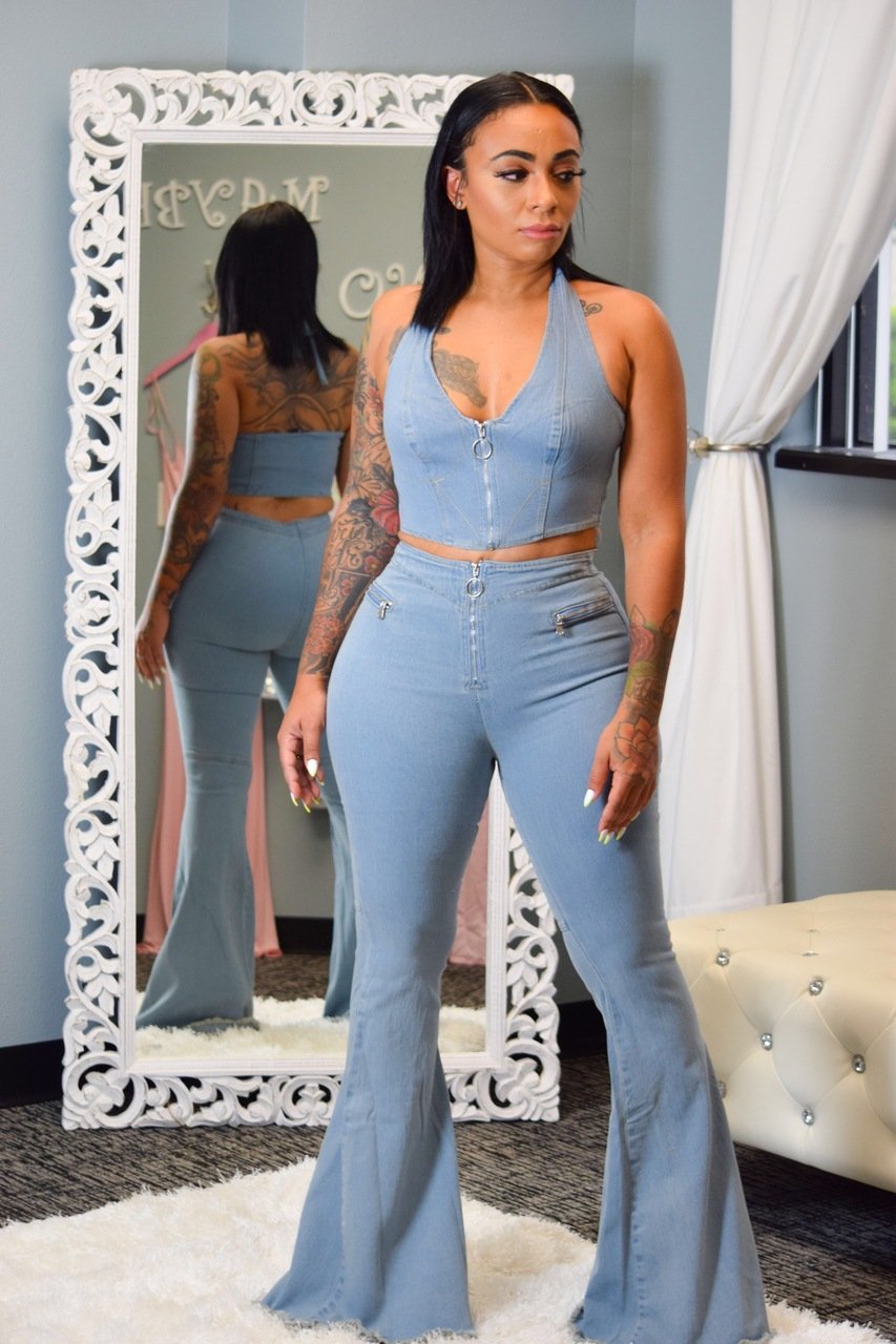 Frosted washed denim suit - Image 14