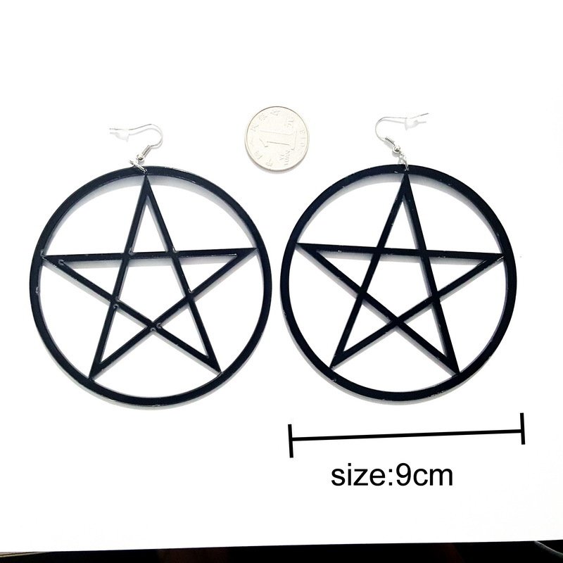 577E earrings acrylic nightclub style exaggerated super large European and American popular five-pointed star five-pointed star round jewelry factory - Image 5