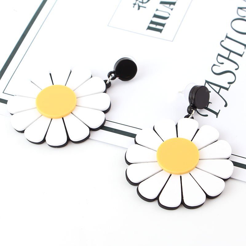 Sun Flower Daisy Flower Big Earrings Women - Image 2