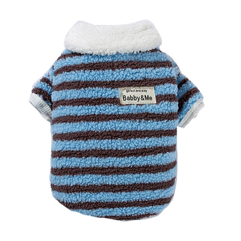Soft Plush Striped Pet Shirt, Cozy Button-Down Puppy Sweater For Small Dogs And Cats, Warm Winter Fleece Dog Clothing, Comfortable Puppy Outfit For Chihuahua, Yorkie, Poodle, Shih Tzu - Image 7