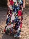 Digital printed lace-up dress