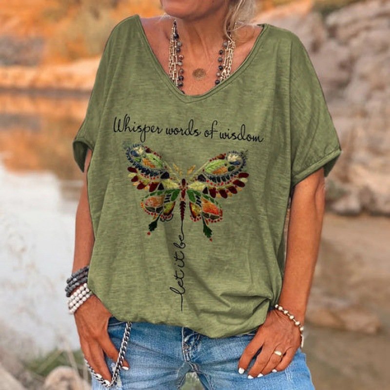 Loose Fashion V-neck Cartoon Digital Printed T-shirt - Image 16