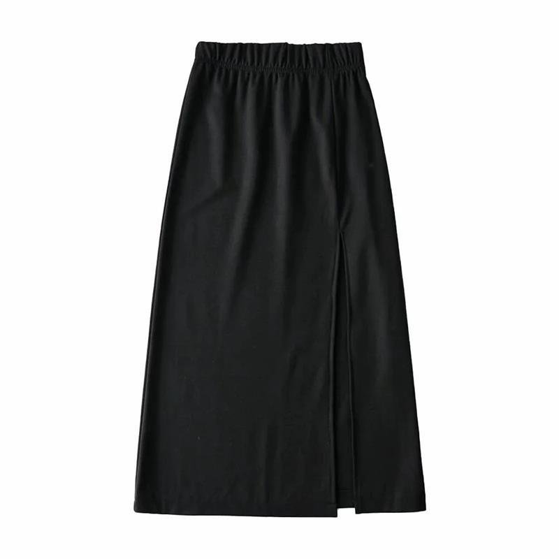 Women's Solid Color High Slit Mid-Length Bag Hip Skirt - Image 7