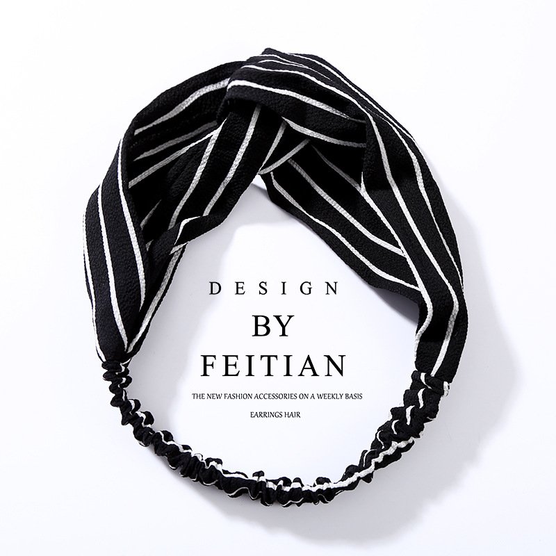 Fabric cross-knotted bow chiffon floral headband - Image 2