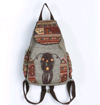 Women's bag shoulder bag canvas retro small backpack China wind small backpack travel backpack - Image 5