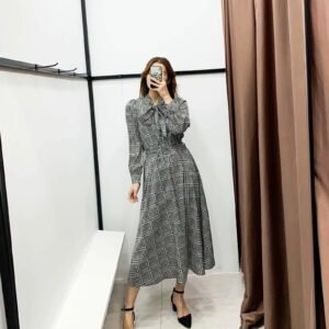Dress with belt print