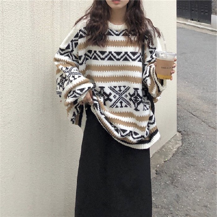 Lazy Korean style wild long-sleeved knit top - Image 2