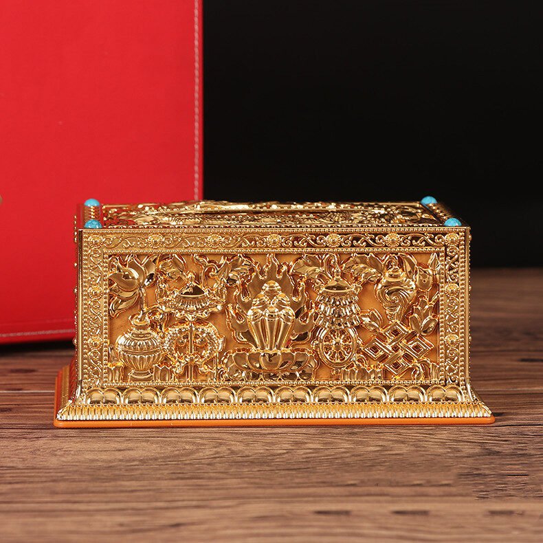 Manufacturer's Special Price Tibetan Tantric Buddhism Eight Auspicious Tissue Box Living Room Dining Room Car Small Tissue Box - Image 2