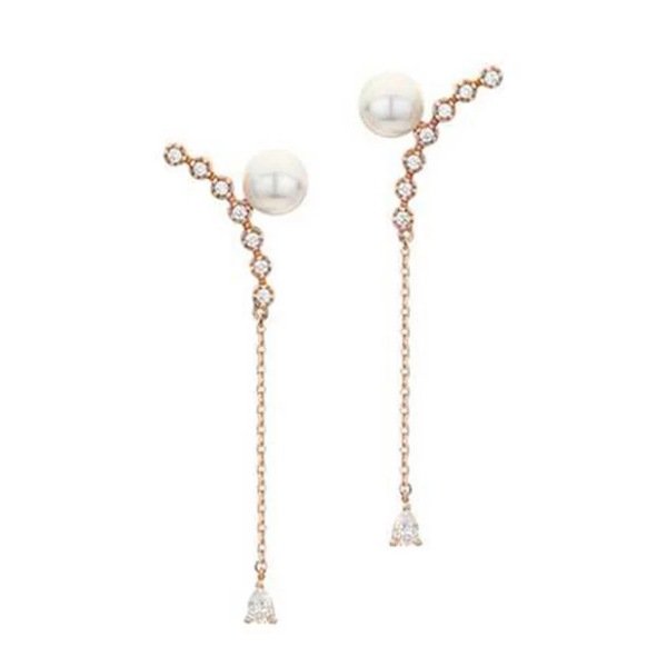 Temperament earrings Korean drama gold secretary Park Min-ying with the earrings Pearl long earrings - Image 5