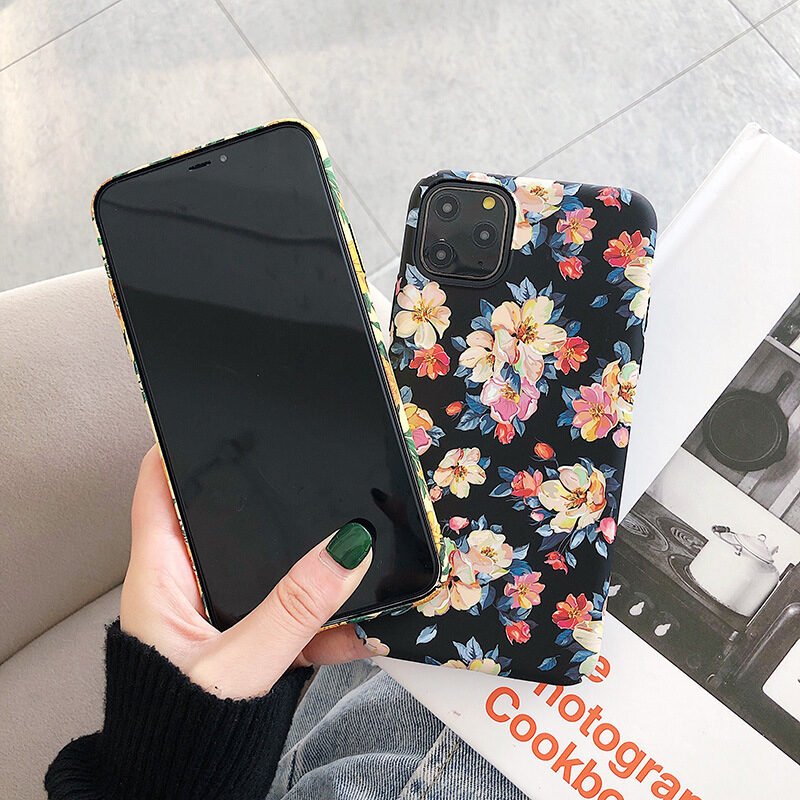 Oil painting flower phone case ink flower frosted luminous skin feel hard shell - Image 3