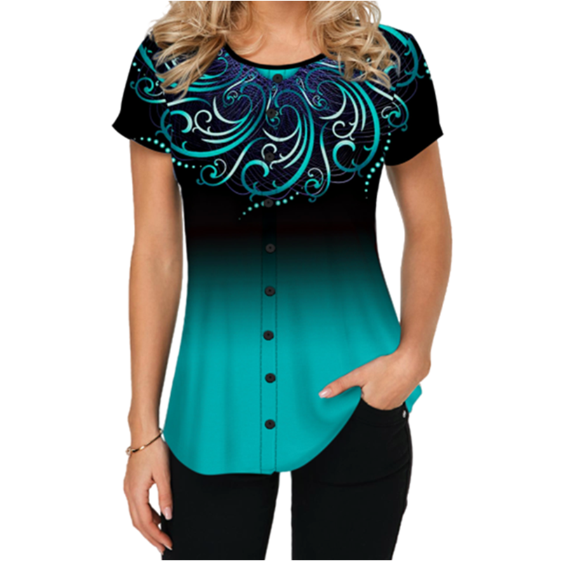 Short-sleeved gradient casual T-shirt - Image 9
