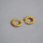 Brass gilded twist round earrings