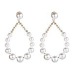 Diamond imitation pearl earrings
