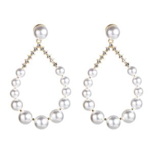 Diamond imitation pearl earrings
