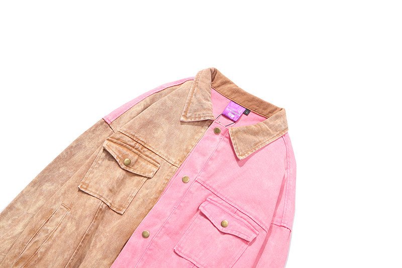 Personality Stitching Denim Jacket Hip Hop Street Color Men's Denim Jacket - Image 3