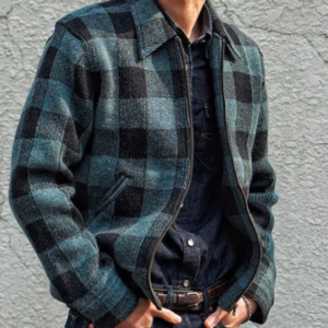 Lapel plaid long sleeve jacket