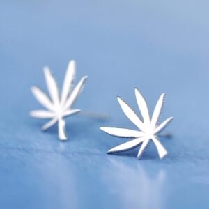 Leaf art element silver earrings