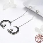 Sterling Silver Magic Witch World Long Ear Line Wild Big Earrings