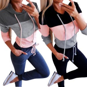 Colorblock Hood Featuring Loose Long Sleeves