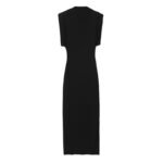 European And American Wind Belt Padded Shoulder Stretch Slim Knit Dress