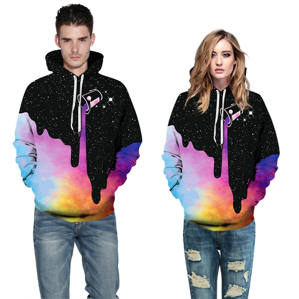 Starry sky smoke ring print hoodie - Image 2