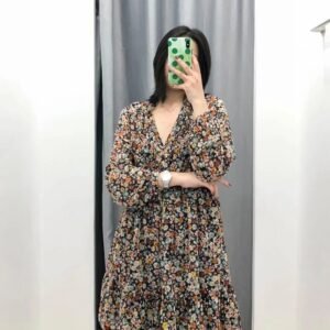 European and American women's floral print dress