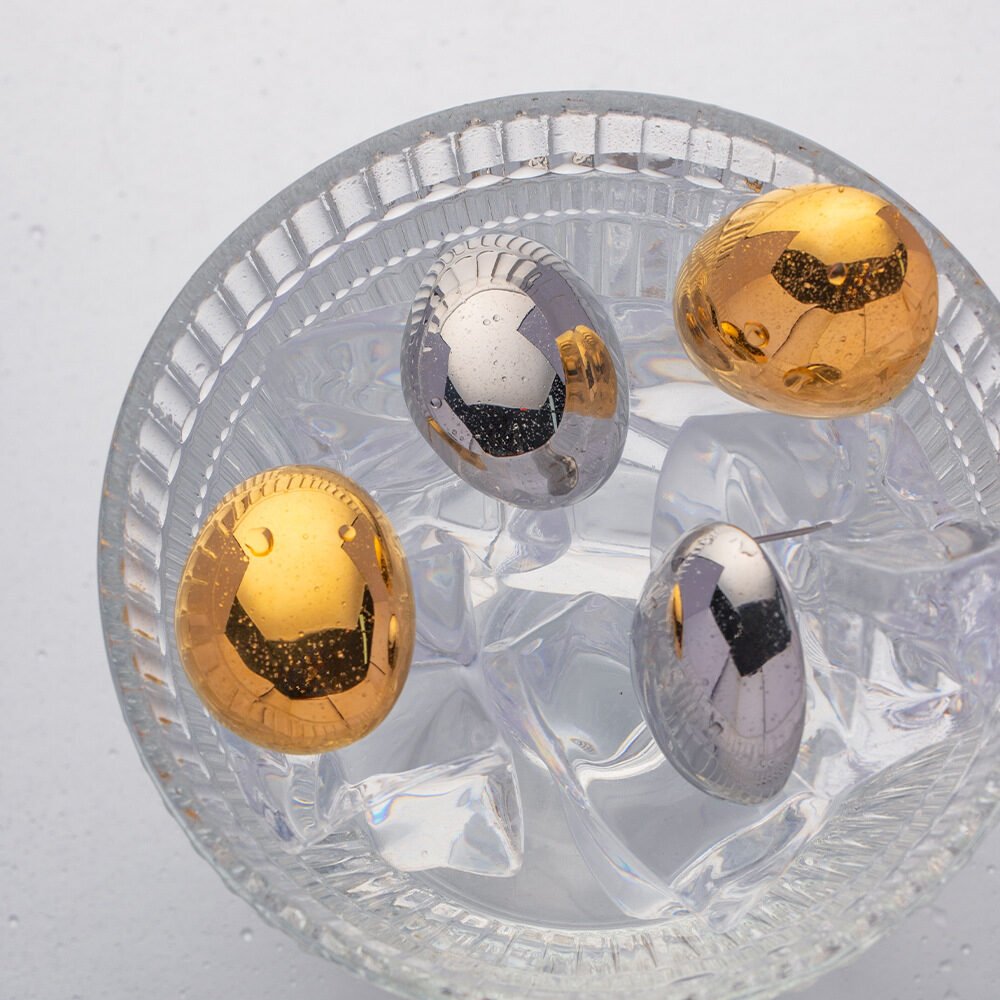 Fashion Special-interest Stainless Steel Plated 18K Glossy Round Bean Earrings - Image 9