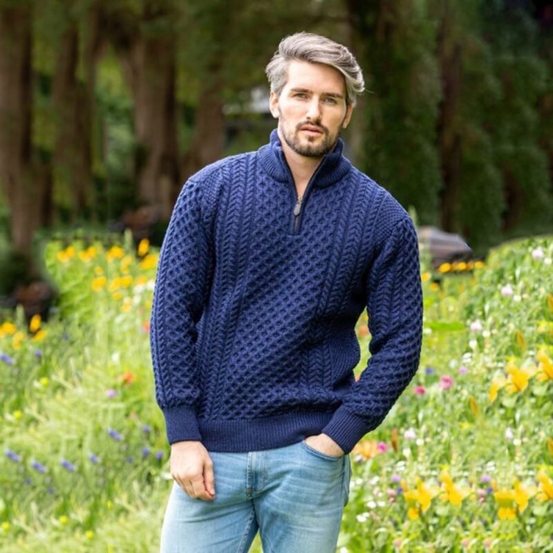 Men's Stand Collar Zip Jacket Sweater - Image 3