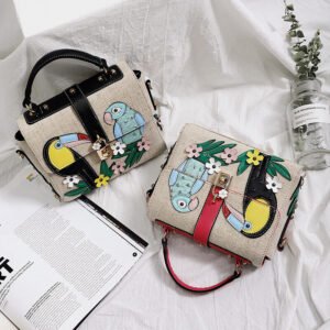 Two color Parrot Bird Decal Single Shoulder Messenger Bag