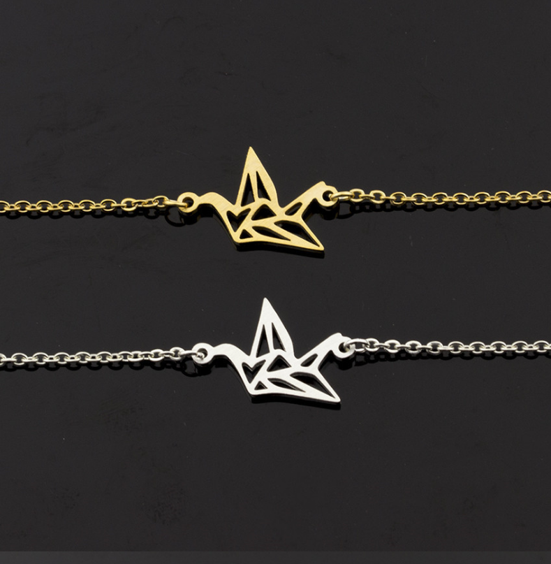 Hollow paper crane bracelet animal stainless steel bracelet - Image 3