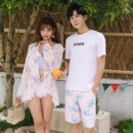 Split chiffon blouse swimsuit