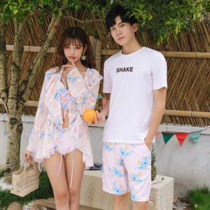 Split chiffon blouse swimsuit