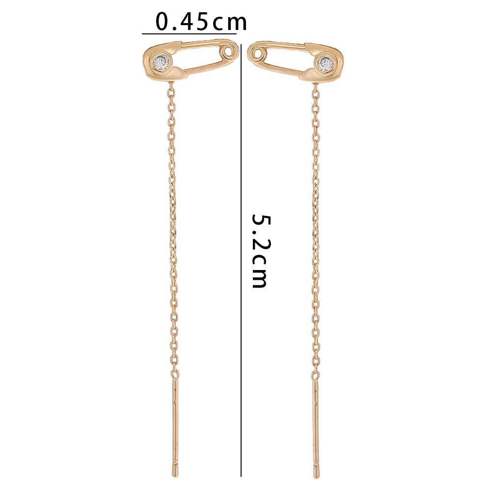 New Copper Safety Pin Micro-zircon Fashion Earrings Long Tassel Earline High-quality Temperament Earrings Female Accessories - Image 7