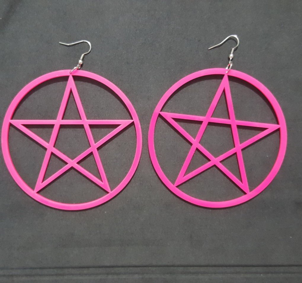 577E earrings acrylic nightclub style exaggerated super large European and American popular five-pointed star five-pointed star round jewelry factory - Image 7